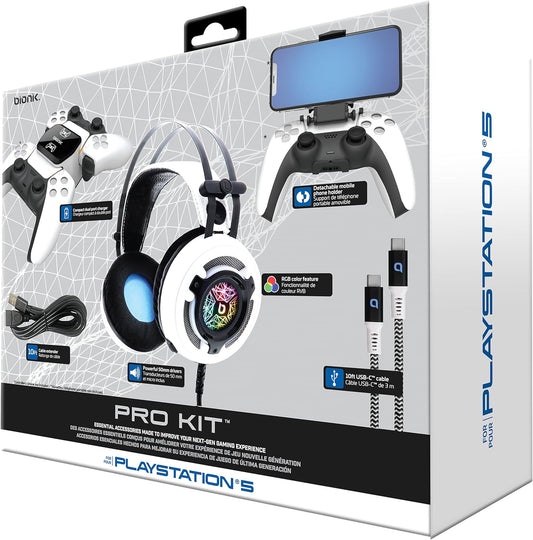 BIONIK Pro Headset Kit Gaming Accessories Bundle For Sony PlayStation 5