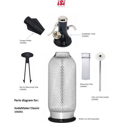 iSi North America Classic Sodamaker, Stainless Steel Mesh Soda Siphon, 1 Quart